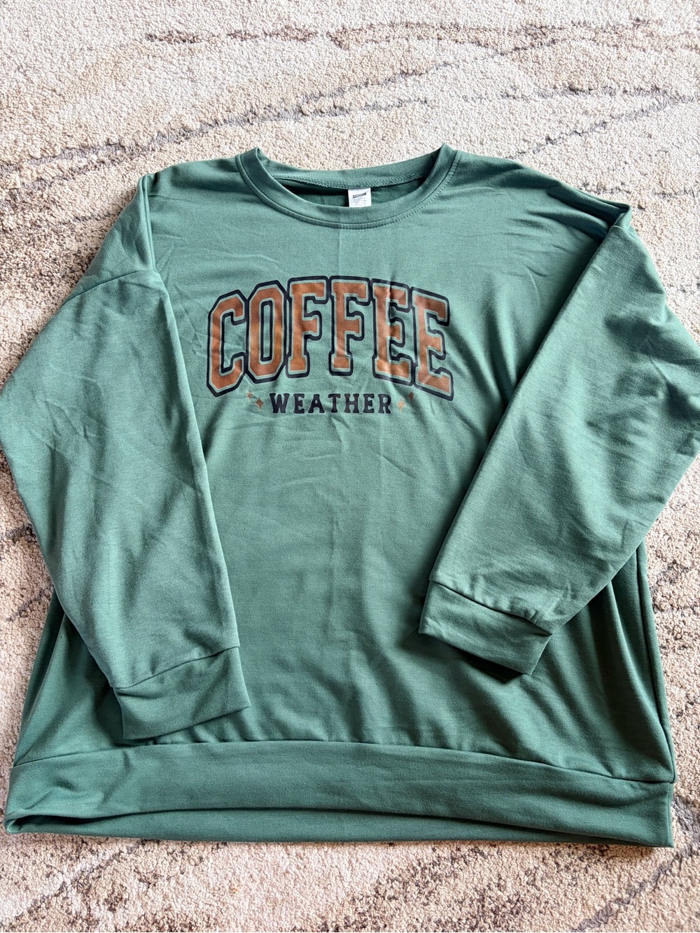 Green Long Sleeve Coffee Weather Graphic Light Sweatshirt